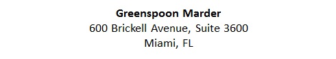 Greenspoon Marder, 600 Brickell Avenue, Suite 3600, Miami Fl